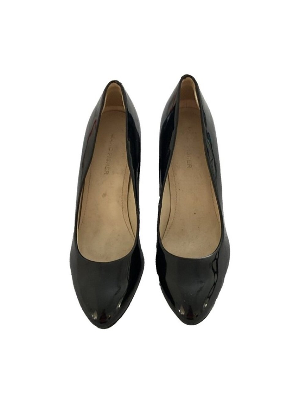 Marc Fisher Womens Sz 8.5 M Black Patent Leather 3" Block Heel Pump Shoes